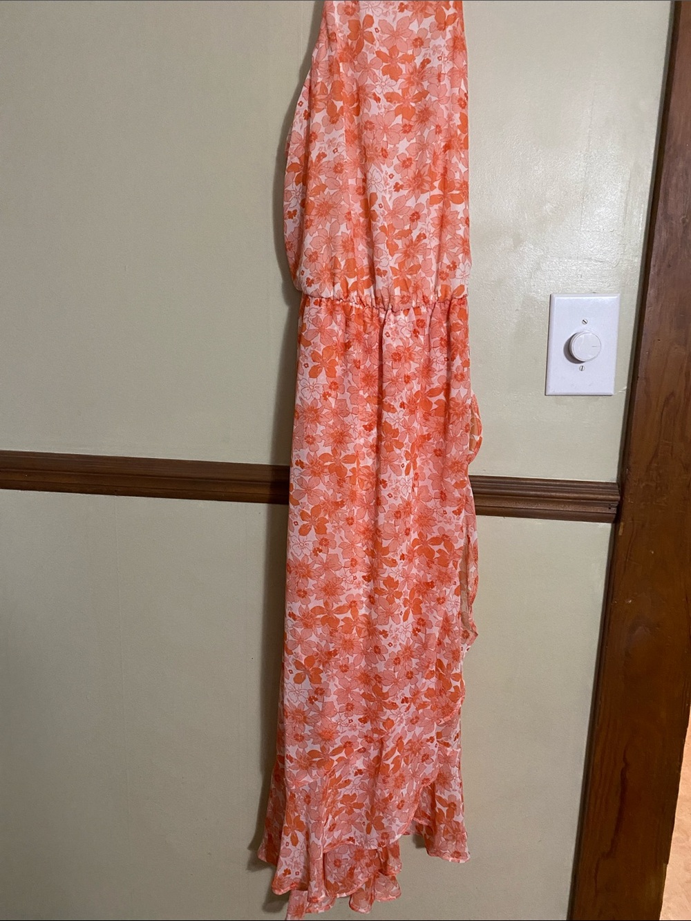 Lush Orange and White Floral Tiered Maxi Dress